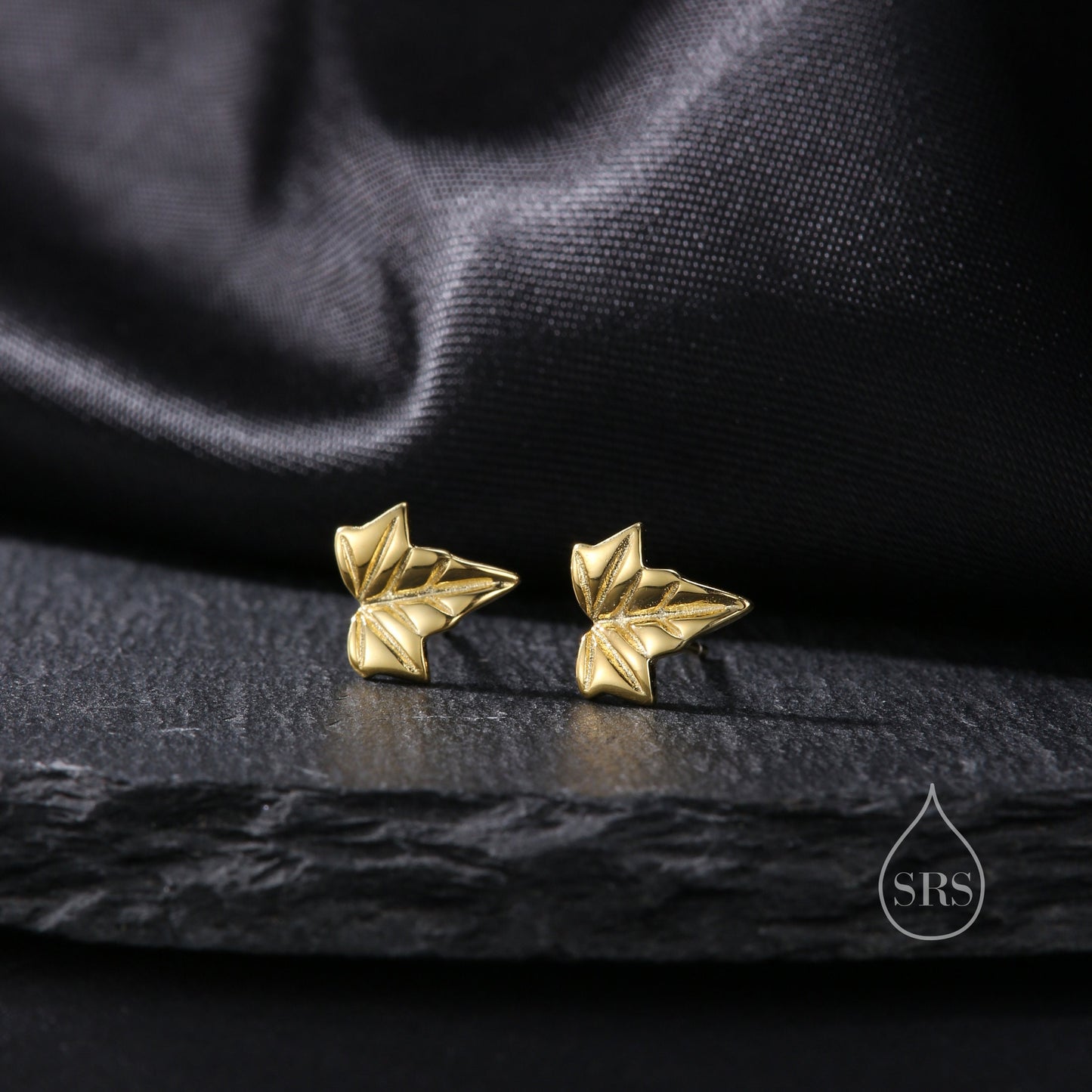 Ivy Leaf Stud Earrings in Sterling Silver, Silver, Gold or Rose Gold, Nature Inspired Leaf Earrings