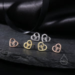 Celtic Heart Stud Earrings in Sterling Silver, Silver, Gold or Rose Gold, Unicorn Earrings, Celtic Trinity Knot Heart Earrings