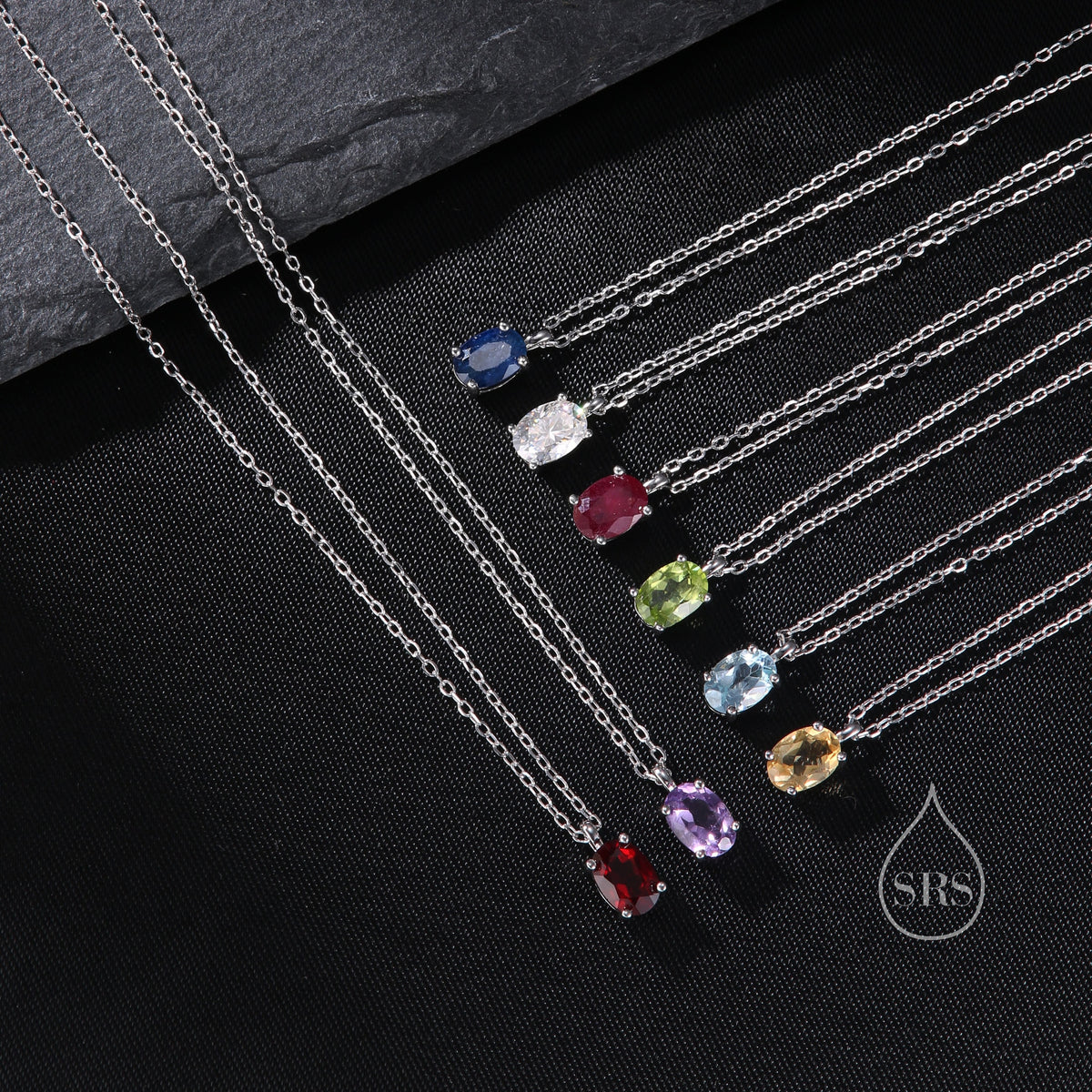 Very Tiny Genuine Swiss Blue Topaz Crystal Oval Pendant Necklace in Sterling Silver, 4x6mm Tiny Oval Blue Topaz Necklace, March Birthstone
