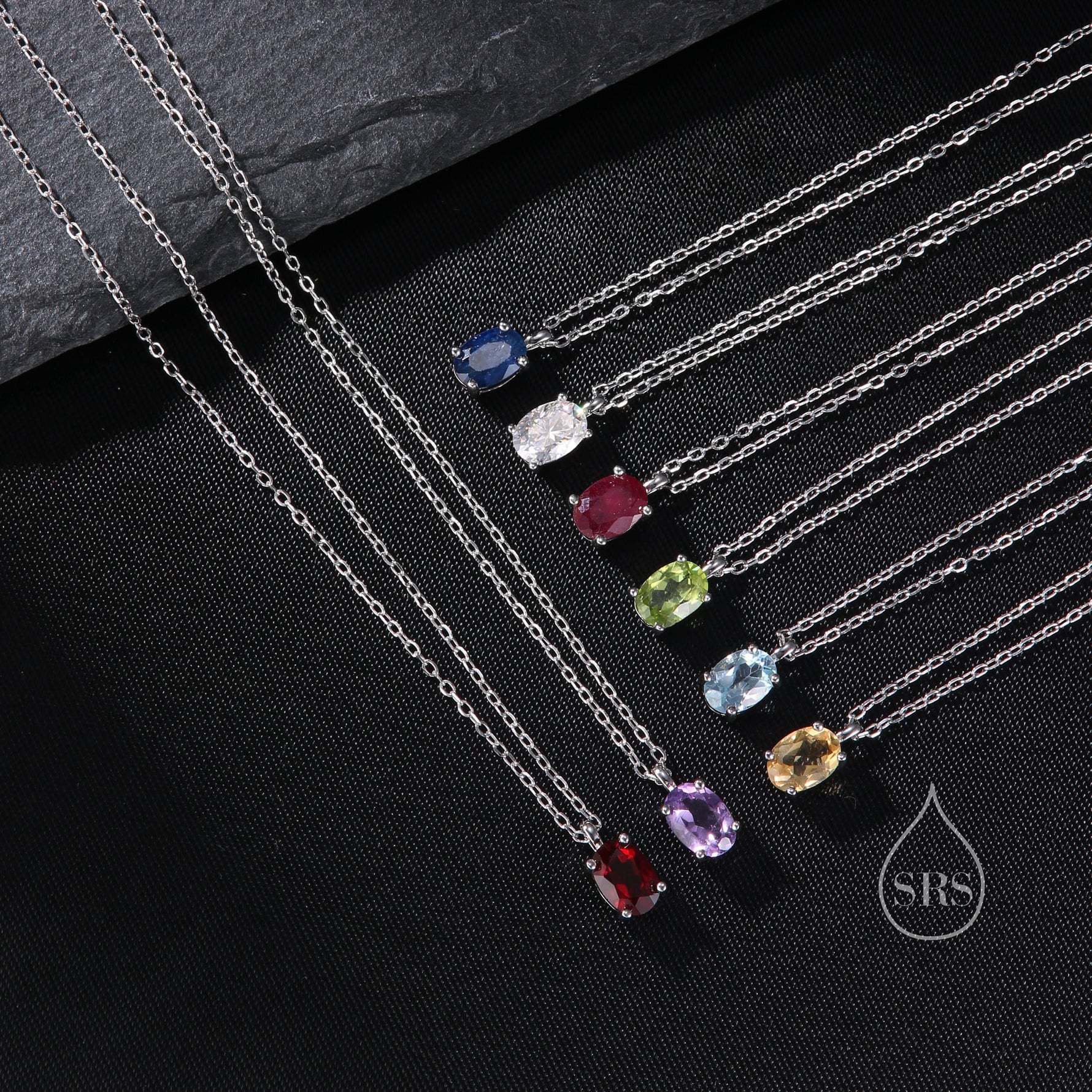 Very Tiny Genuine Swiss Blue Topaz Crystal Oval Pendant Necklace in Sterling Silver, 4x6mm Tiny Oval Blue Topaz Necklace, March Birthstone
