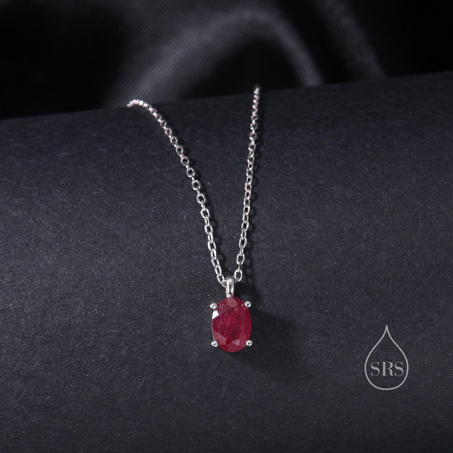 Ruby Oval Pendant Necklace