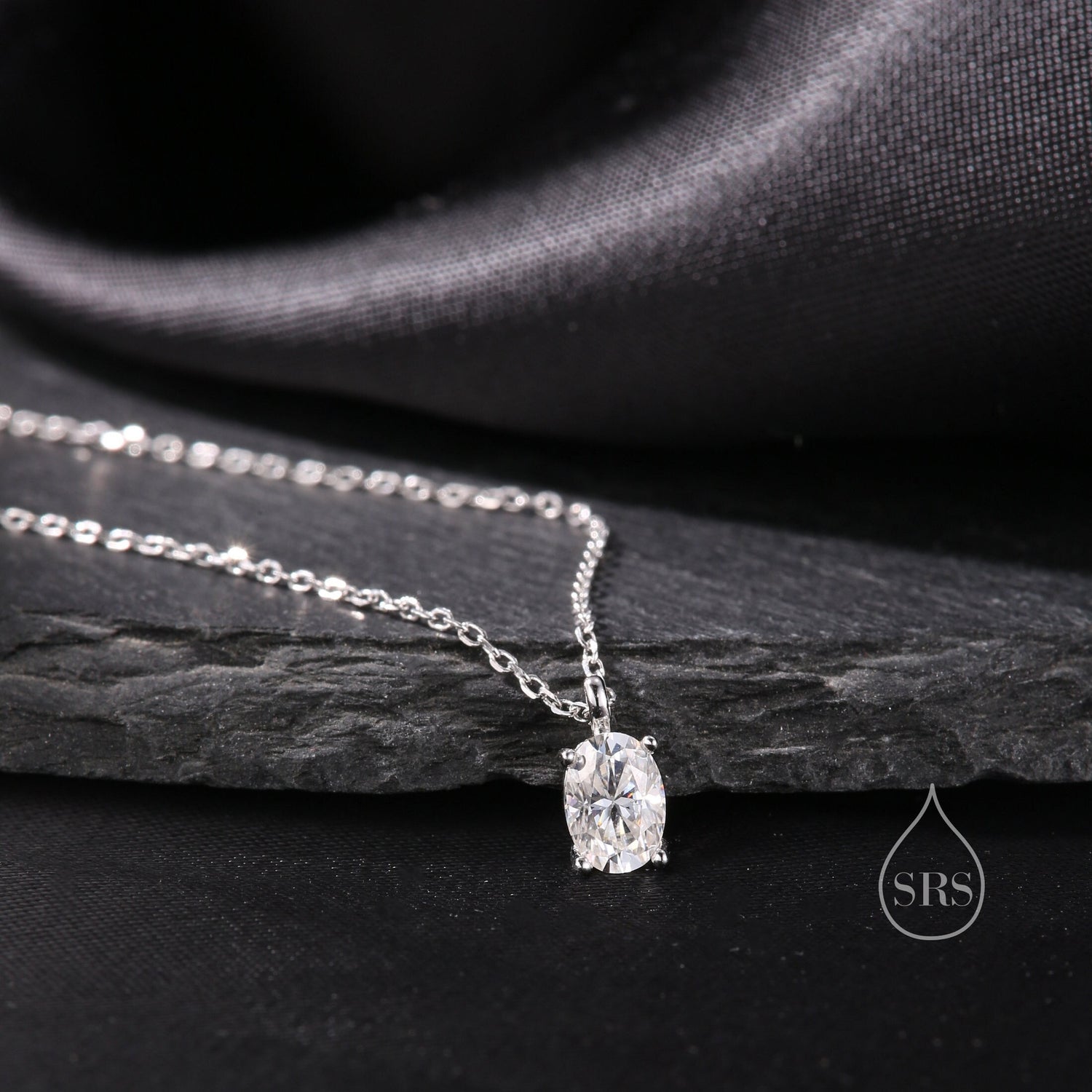 Moissanite Oval Pendant Necklace