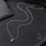 Tiny Genuine Swiss Blue Topaz Crystal Oval Pendant Necklace in Sterling Silver, 5x7mm Tiny Oval Blue Topaz Necklace, March Birthstone