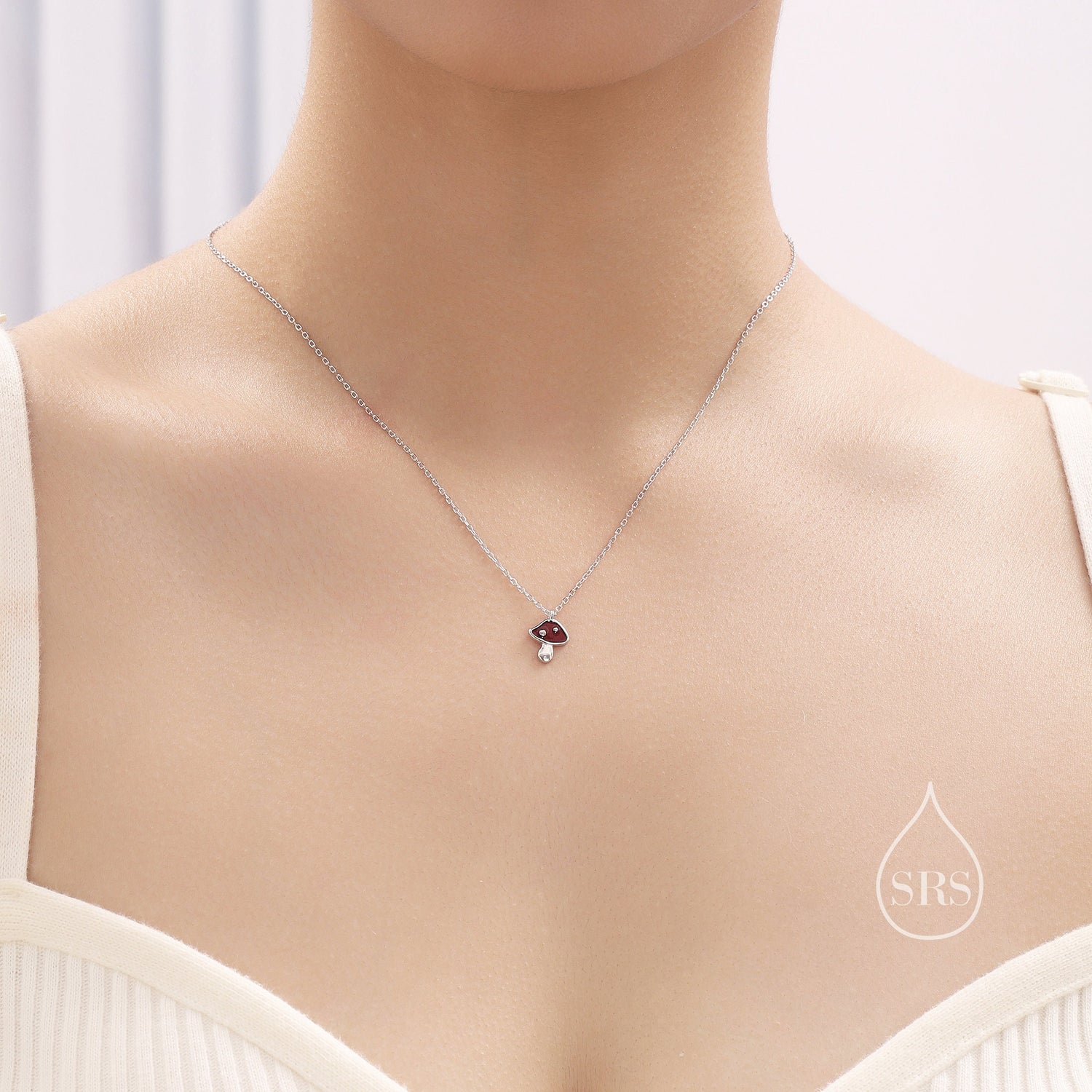 Enamel Mushroom Pendant Necklace