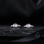 Moonstone CZ Huggie Hoop Earrings in Sterling Silver