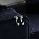 White Opal Droplet Ear Jacket in Sterling Silver, Silver or Gold, White Opal Pear Bezel Earrings, Front and Back Earrings