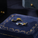 Blue Opal Droplet Ear Jacket in Sterling Silver, Silver or Gold, White Opal Pear Bezel Earrings, Front and Back Earrings