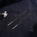 Sterling Silver Minimalist Bar Ear Threaders, Silver or Gold or Rose Gold, U Shape Bar Threader Earrings, Dainty Minimal Dangle Earrings