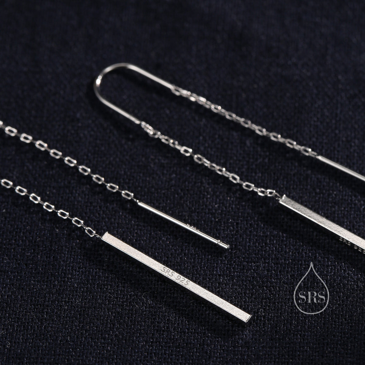 Sterling Silver Minimalist Bar Ear Threaders, Silver or Gold or Rose Gold, U Shape Bar Threader Earrings, Dainty Minimal Dangle Earrings