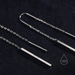 Sterling Silver Minimalist Bar Ear Threaders, Silver or Gold or Rose Gold, U Shape Bar Threader Earrings, Dainty Minimal Dangle Earrings