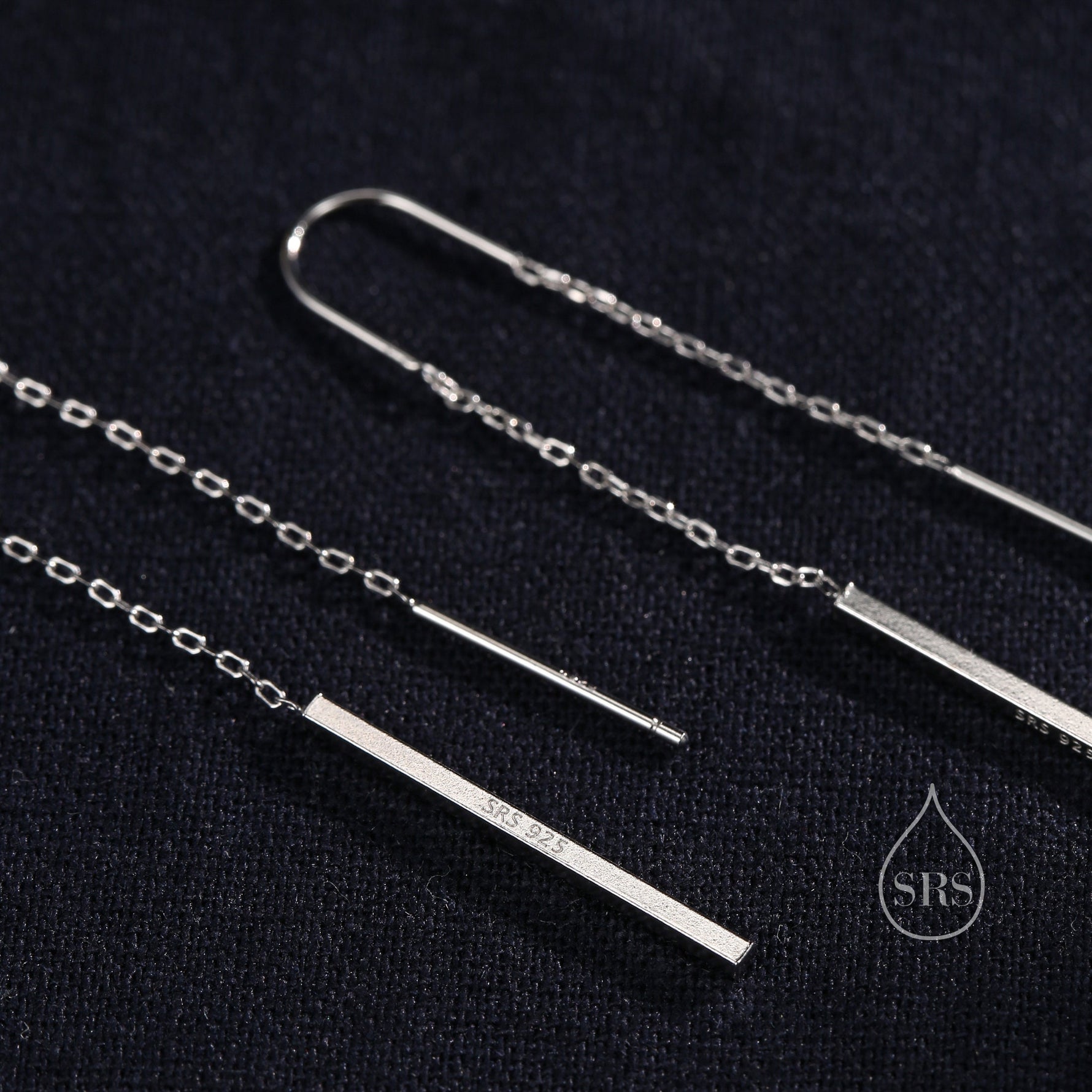 Sterling Silver Minimalist Bar Ear Threaders, Silver or Gold or Rose Gold, U Shape Bar Threader Earrings, Dainty Minimal Dangle Earrings