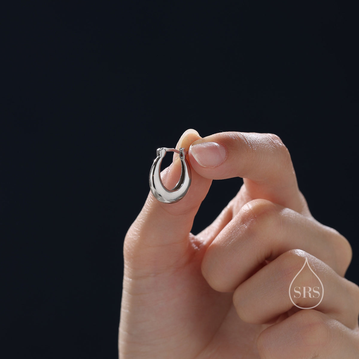 Chunky Chubby Hoop Earrings in Sterling Silver, 25mm Hoops, Silver or Gold, Dangle Drop Earrings, Light Weight