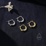 Chunky Chubby Hoop Earrings in Sterling Silver, 25mm Hoops, Silver or Gold, Dangle Drop Earrings, Light Weight