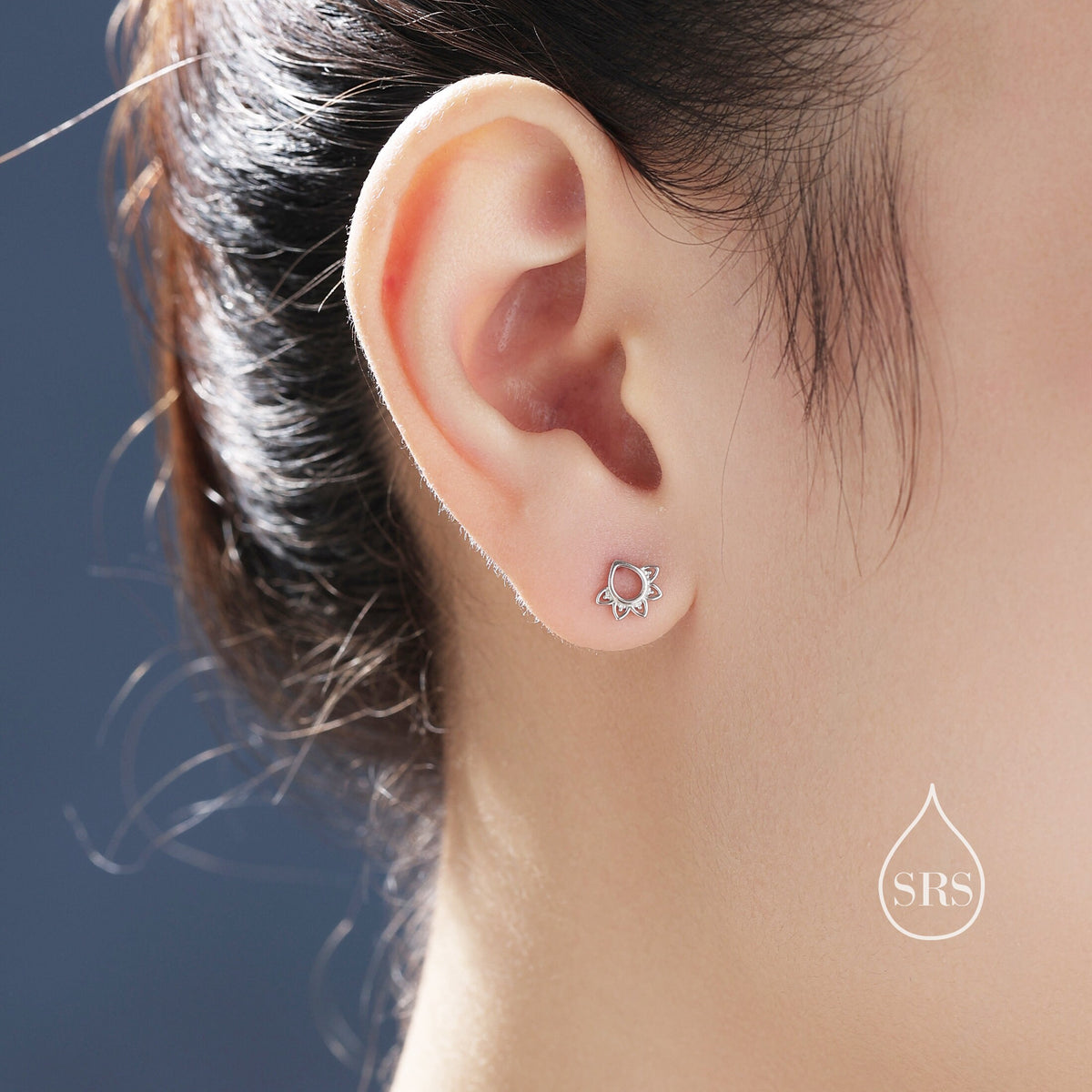 Tiny Lotus Flower Filigree Stud Earrings