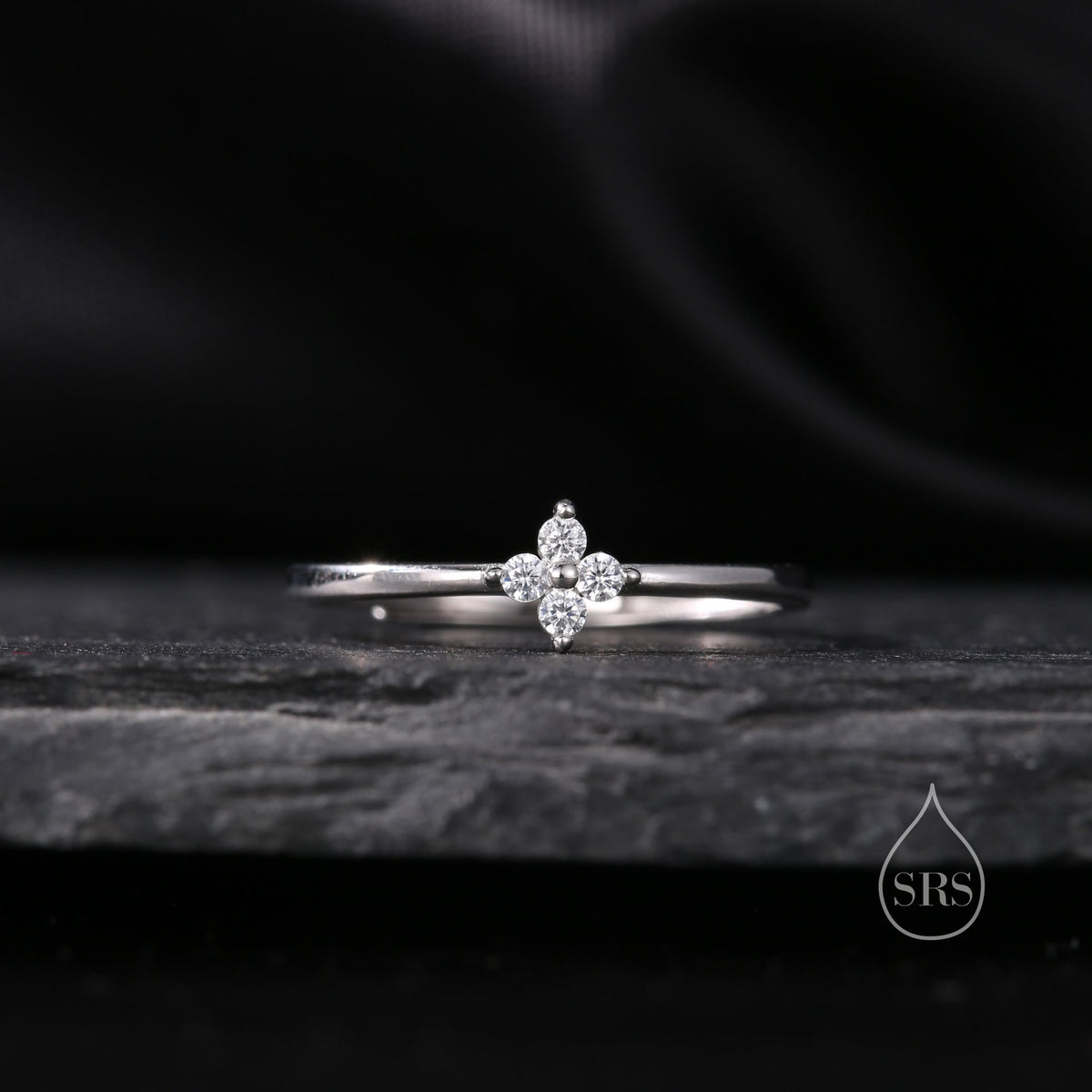 Clear CZ Hydrangea Flower Gemstone Ring