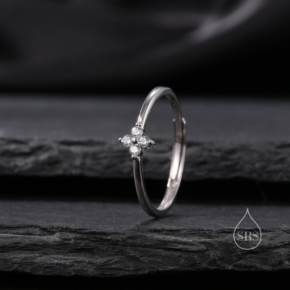 Clear CZ Hydrangea Flower Gemstone Ring