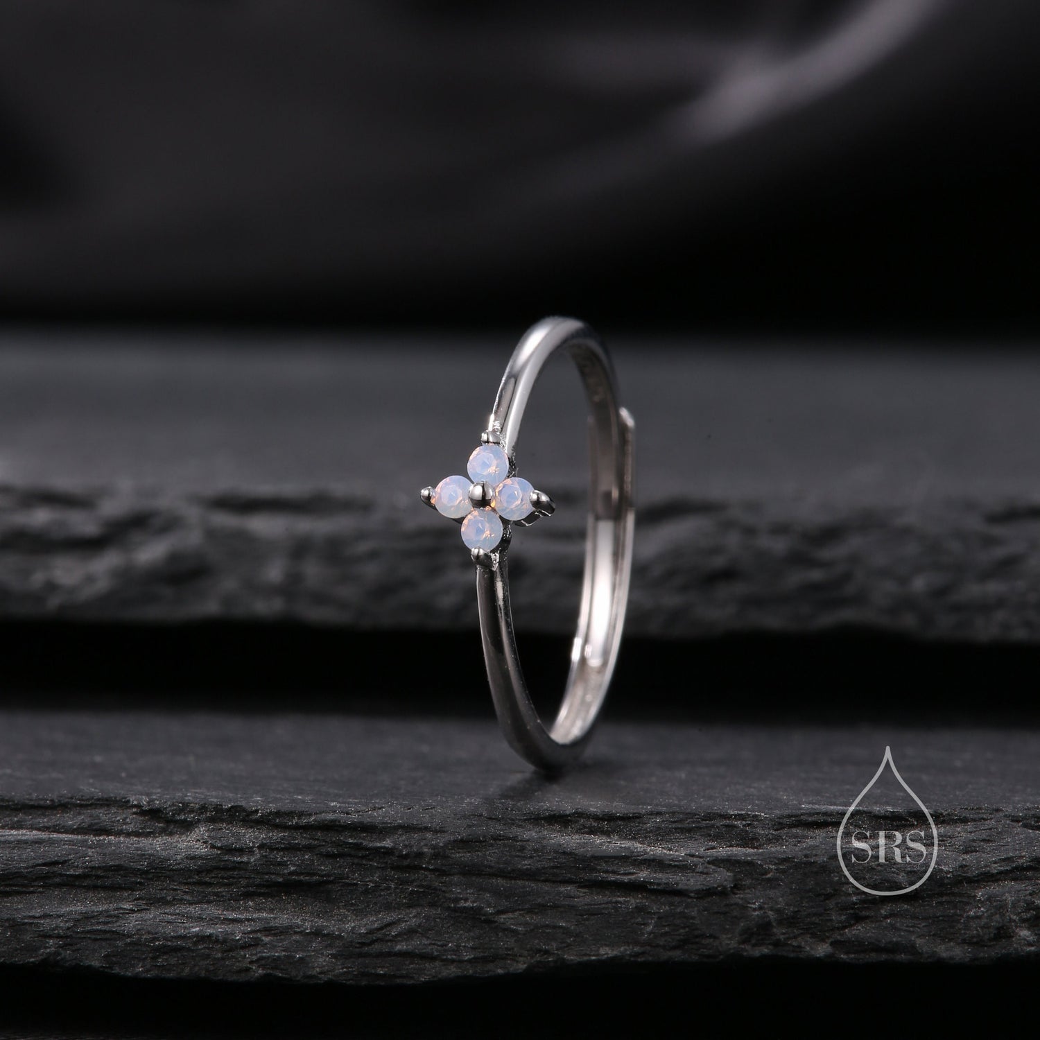 Pink CZ Hydrangea Flower Adjustable Gemstone Ring