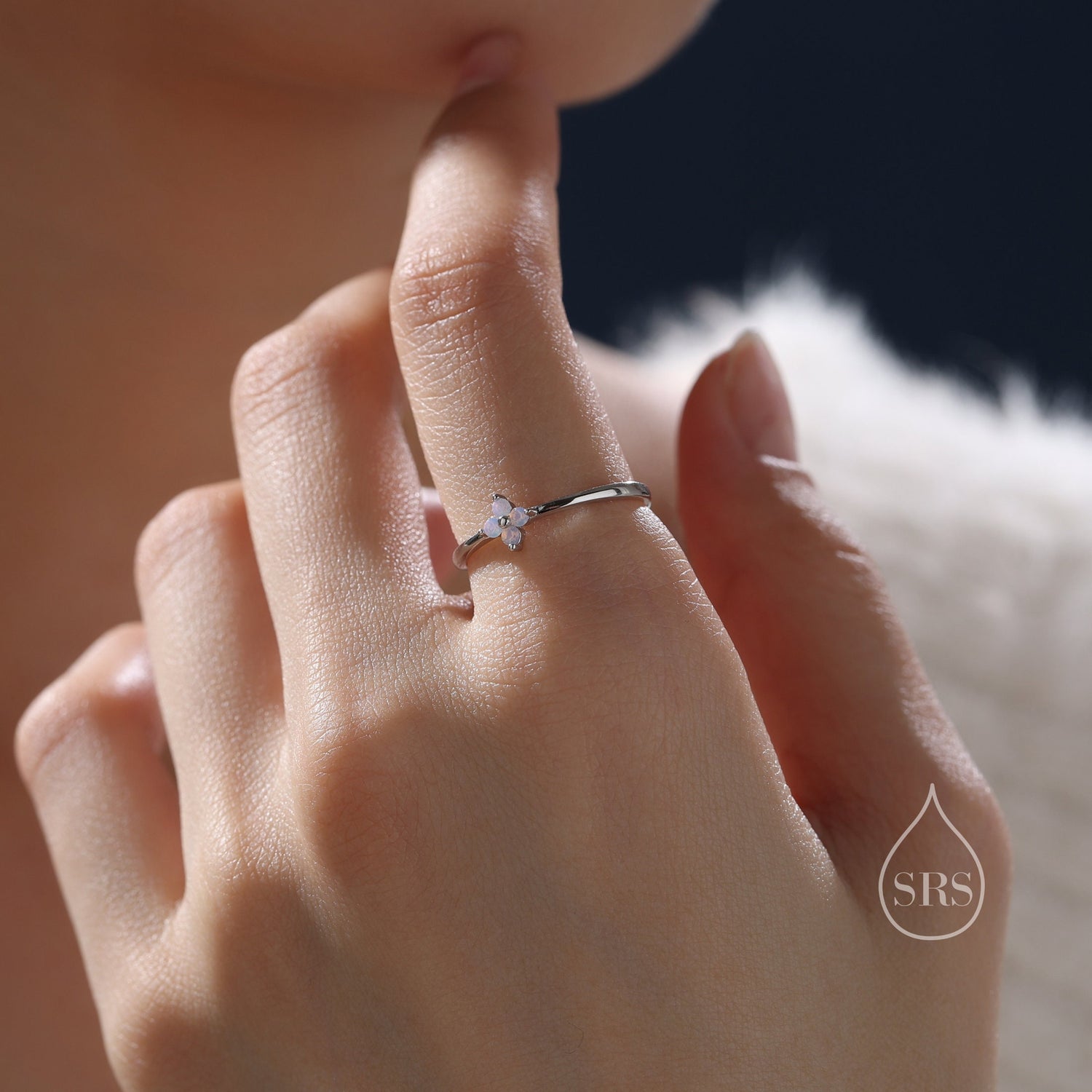 Pink CZ Hydrangea Flower Adjustable Gemstone Ring