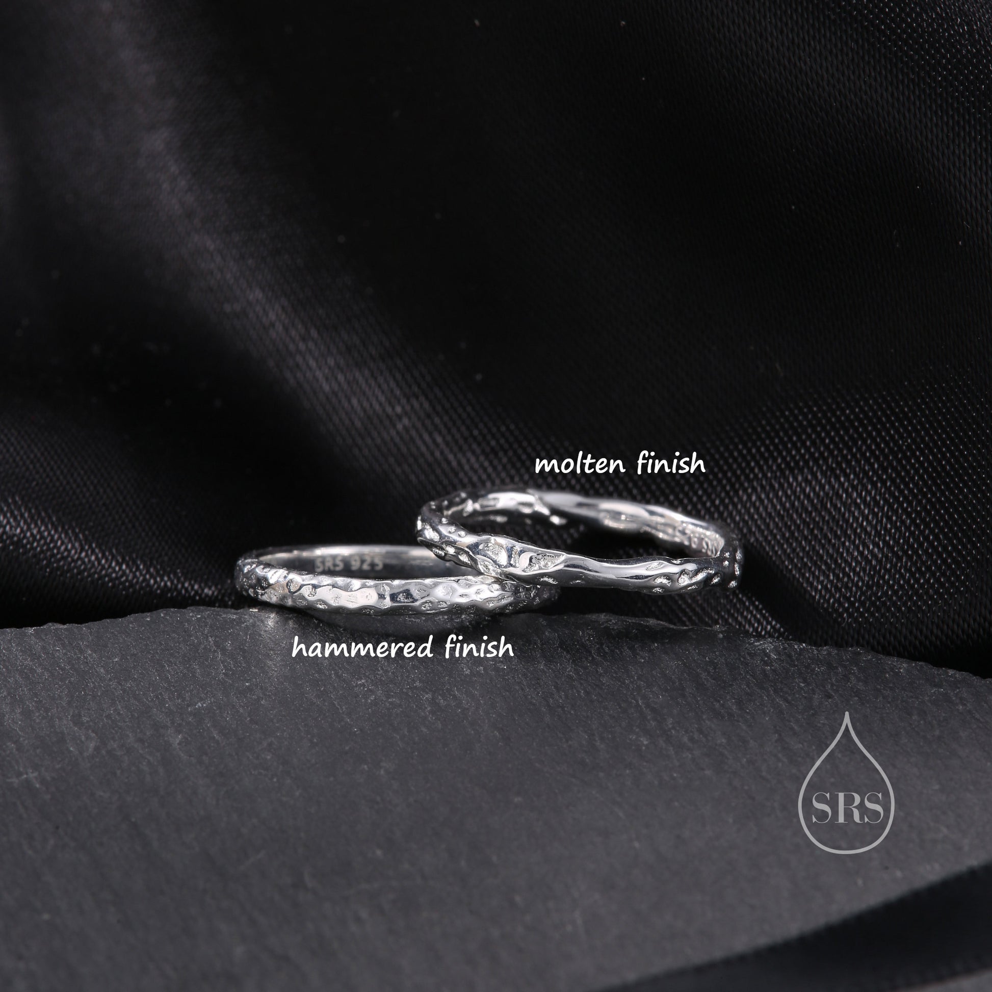 Organic Shape Minimalist Ring in Sterling Silver, Hammered Ring, Molten Shape Ring, US Size 5-8