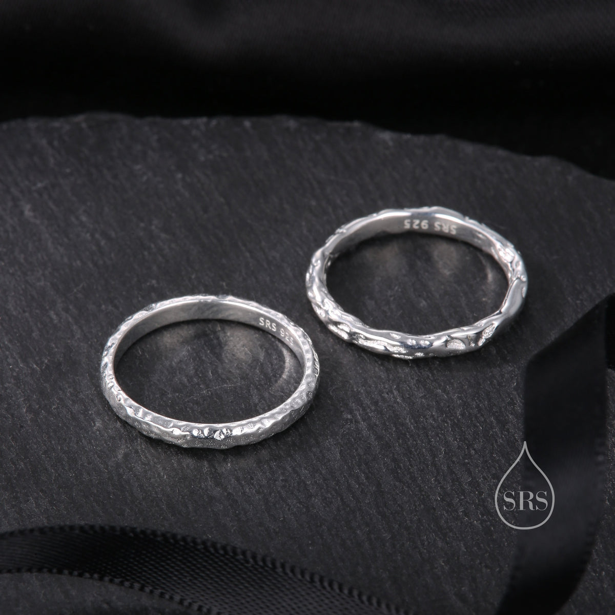 Organic Shape Minimalist Ring in Sterling Silver, Hammered Ring, Molten Shape Ring, US Size 5-8