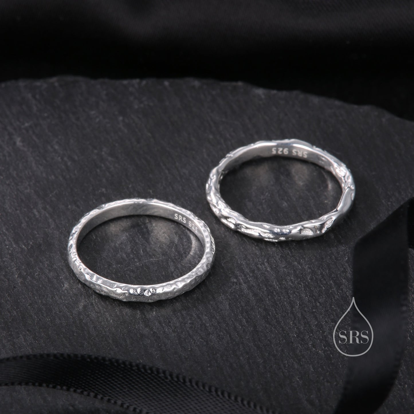 Organic Shape Minimalist Ring in Sterling Silver, Hammered Ring, Molten Shape Ring, US Size 5-8