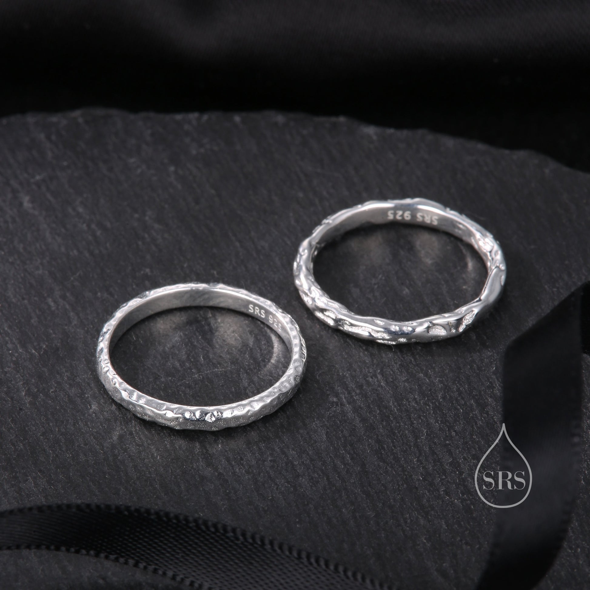 Organic Shape Minimalist Ring in Sterling Silver, Hammered Ring, Molten Shape Ring, US Size 5-8