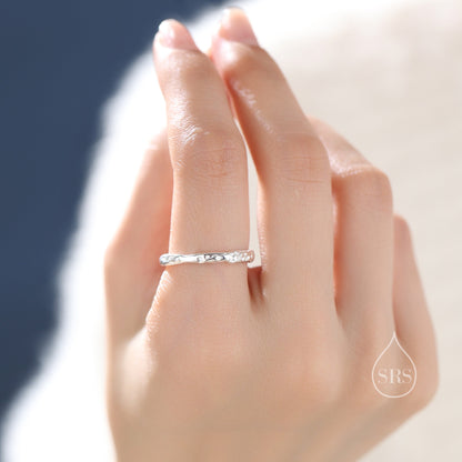 Organic Shape Minimalist Ring in Sterling Silver, Hammered Ring, Molten Shape Ring, US Size 5-8