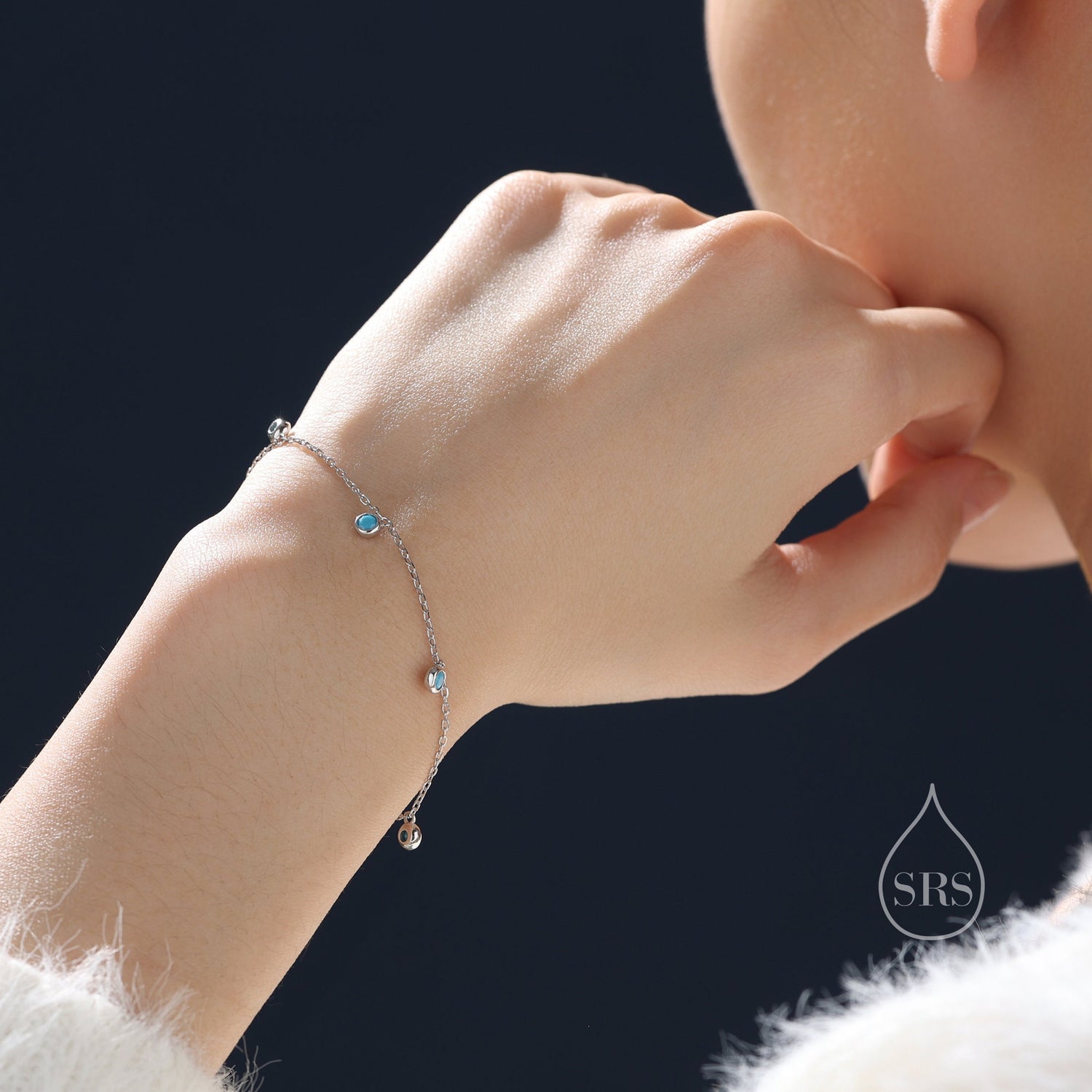 Turquoise CZ Dangle Station Bracelet
