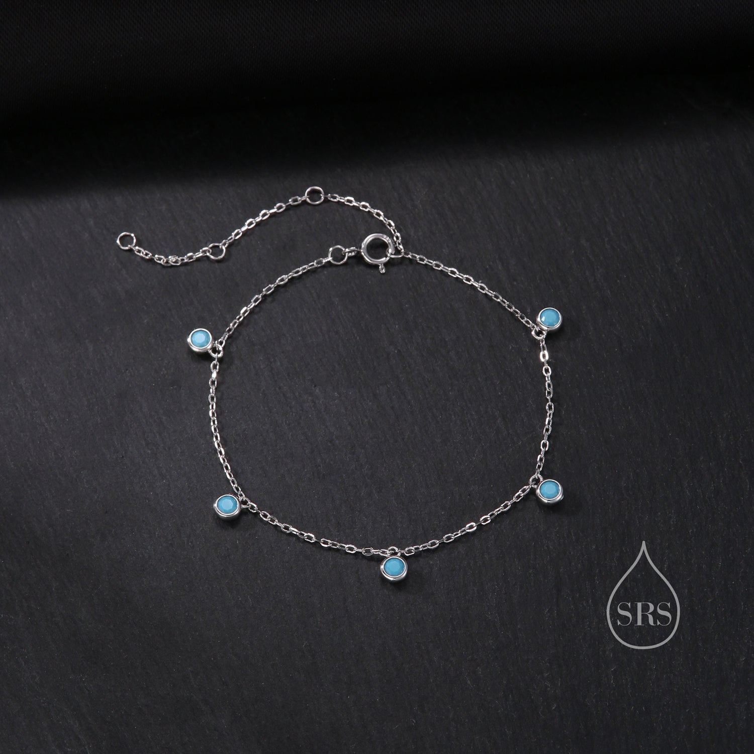 Turquoise CZ Dangle Station Bracelet