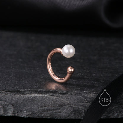 Piercing Free Sterling Silver Pearl Ear Cuff, No Piercing Ear Cuff, Silver, Gold or Rose Gold,  Simple and Minimalist