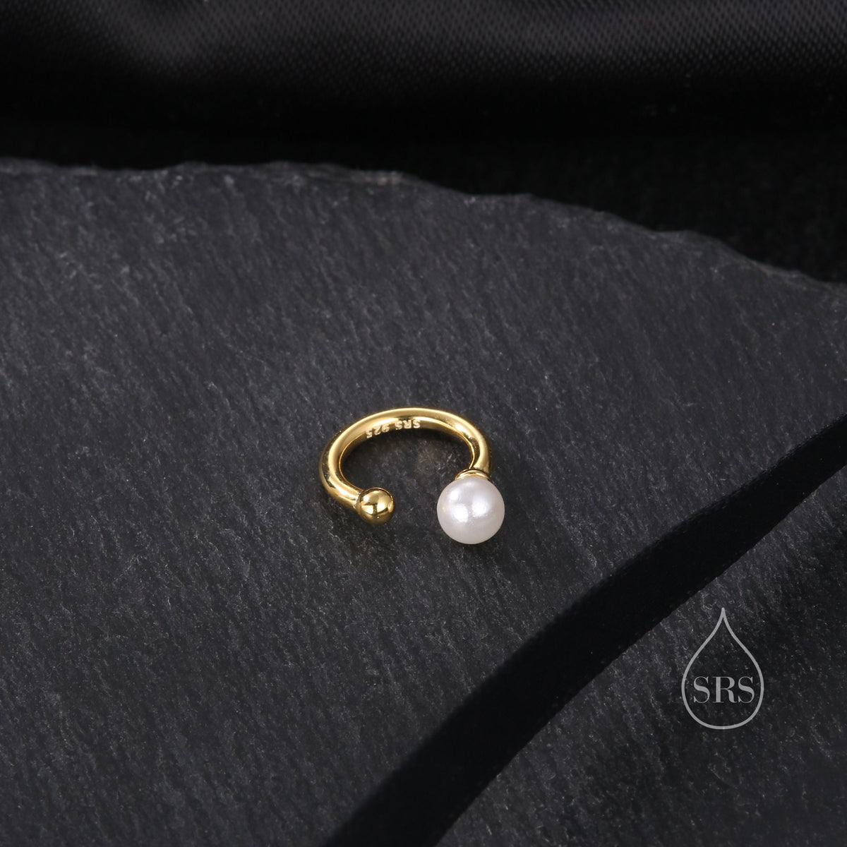 Piercing Free Sterling Silver Pearl Ear Cuff, No Piercing Ear Cuff, Silver, Gold or Rose Gold, Simple and Minimalist