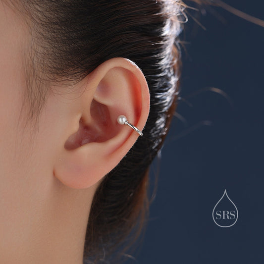 Piercing Free Sterling Silver Pearl Ear Cuff, No Piercing Ear Cuff, Silver, Gold or Rose Gold, Simple and Minimalist