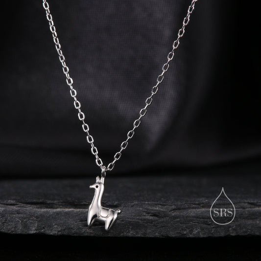 Extra Tiny Llama Pendant Necklace in Sterling Silver,   Adjustable 16'' - 18'' - Silver or Gold or Rose Gold, Cute Quirky and Fun Jewellery