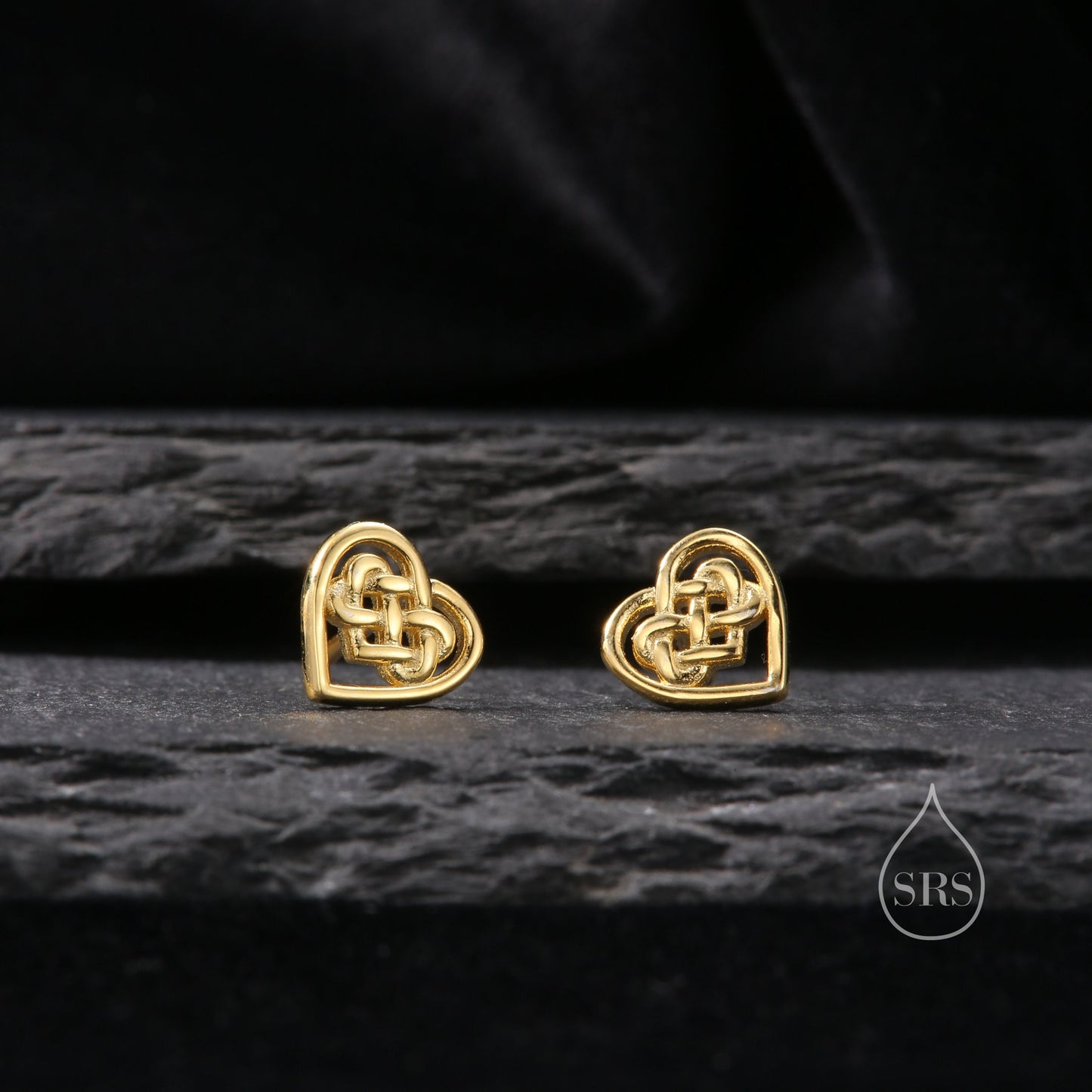 Celtic Knot Heart Stud Earrings in Sterling Silver, Silver, Gold or Rose Gold, Unicorn Earrings, Celtic Trinity Knot Heart Earrings