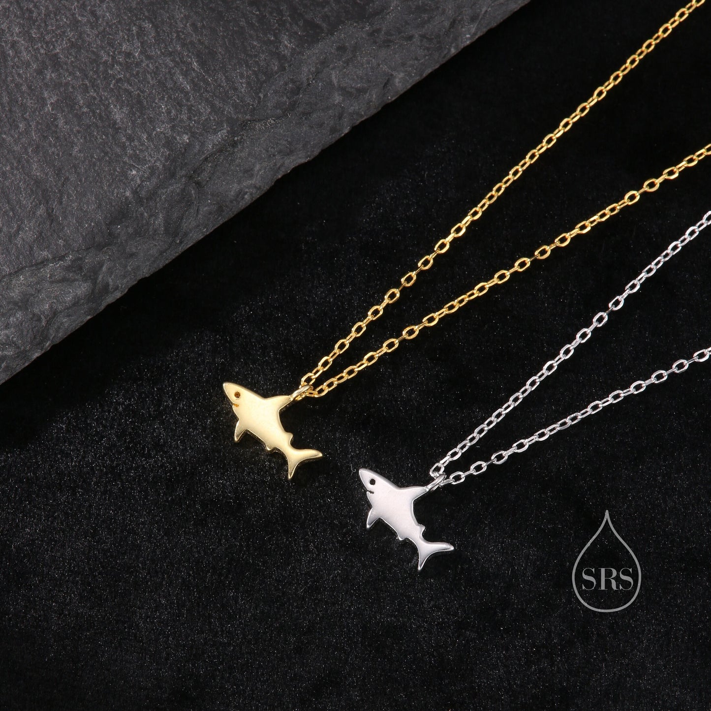 Tiny Shark Pendant Necklace in Sterling Silver, Shark Necklace,  Small Shark Pendant, Silver or Gold, Shark Fish Necklace