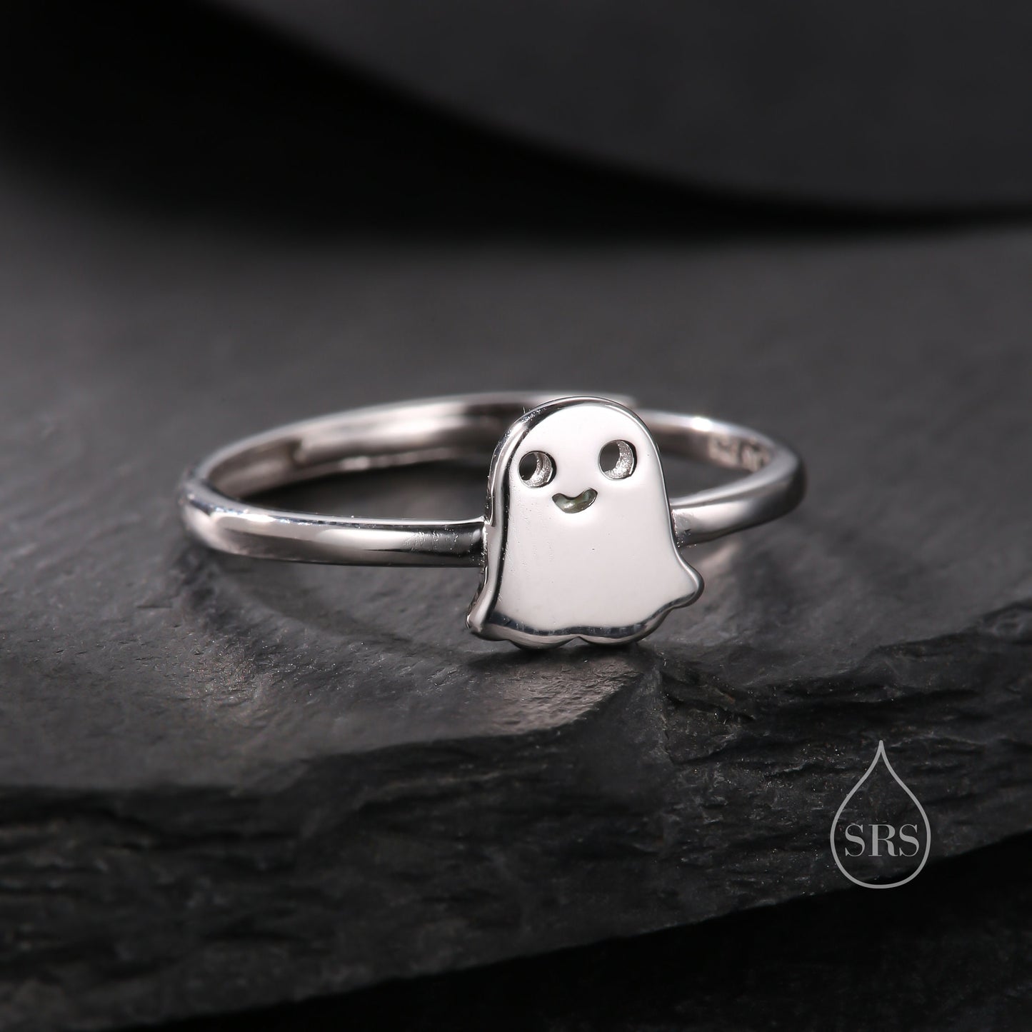 Sterling Silver Cute Little Ghost Ring, Adjustable Size, Cute Ghost Jewellery, Dainty and Delicate, Ghost Ring