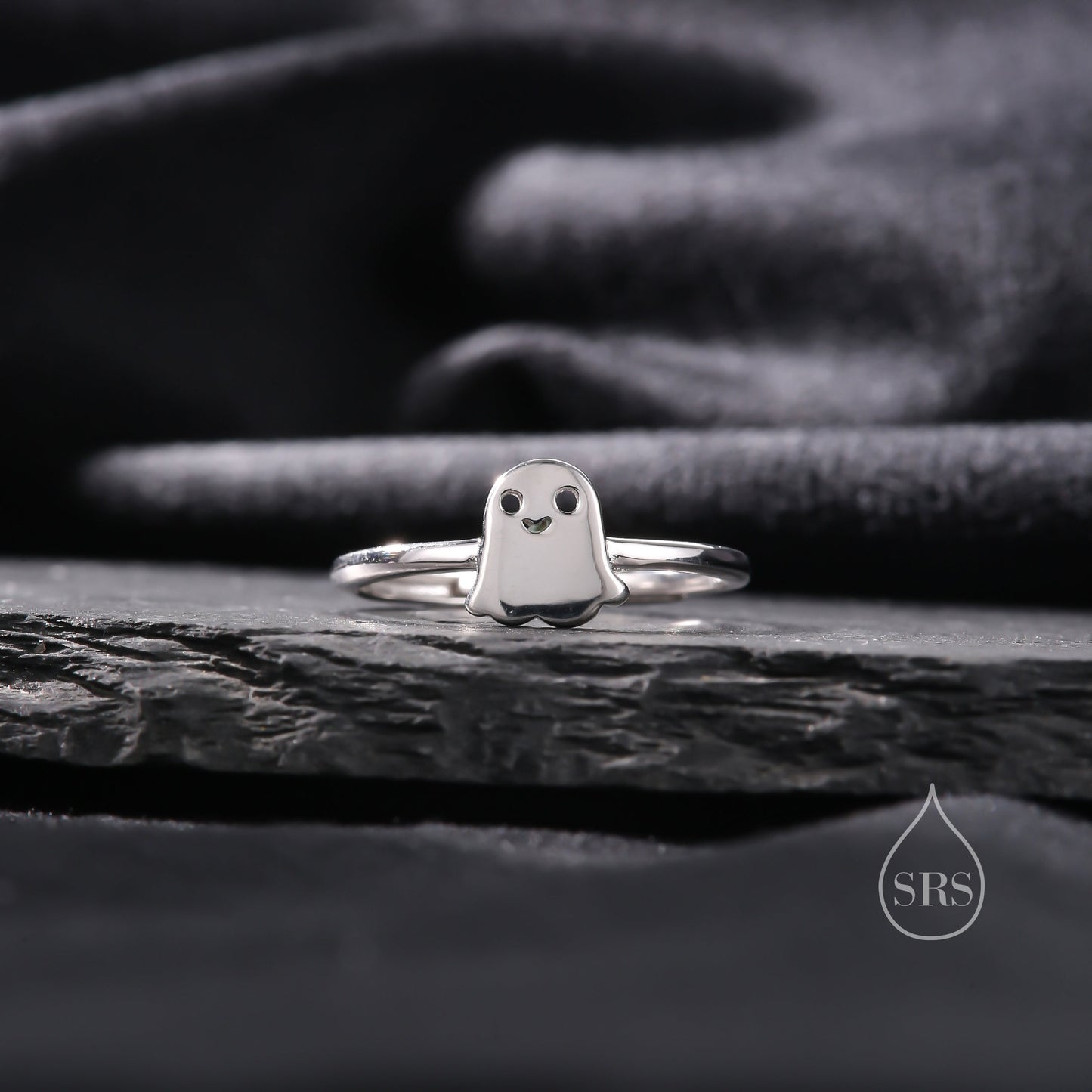 Sterling Silver Cute Little Ghost Ring, Adjustable Size, Cute Ghost Jewellery, Dainty and Delicate, Ghost Ring