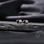 Genuine Black Onyx Screw Back Earrings in Sterling Silver, Natural Black Onyx Stud, Semi-Precious Onyx Screw Back Earrings