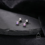 Tiny 3mm Purple Opal Screw Back Earrings in Sterling Silver, Small Opal Stud, Comsic Purple Opal Screw Back Earrings, Fire Opal