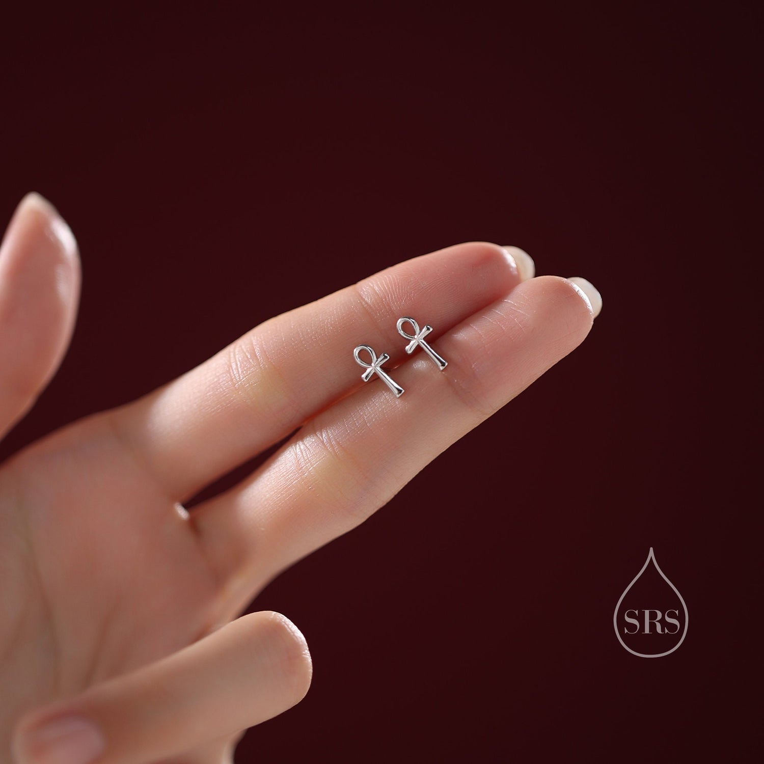 Ankh Stud Earrings in Sterling Silver, Silver, Gold or Rose Gold, Egyptian Hieroglyphics Earrings, Ankh Earrings