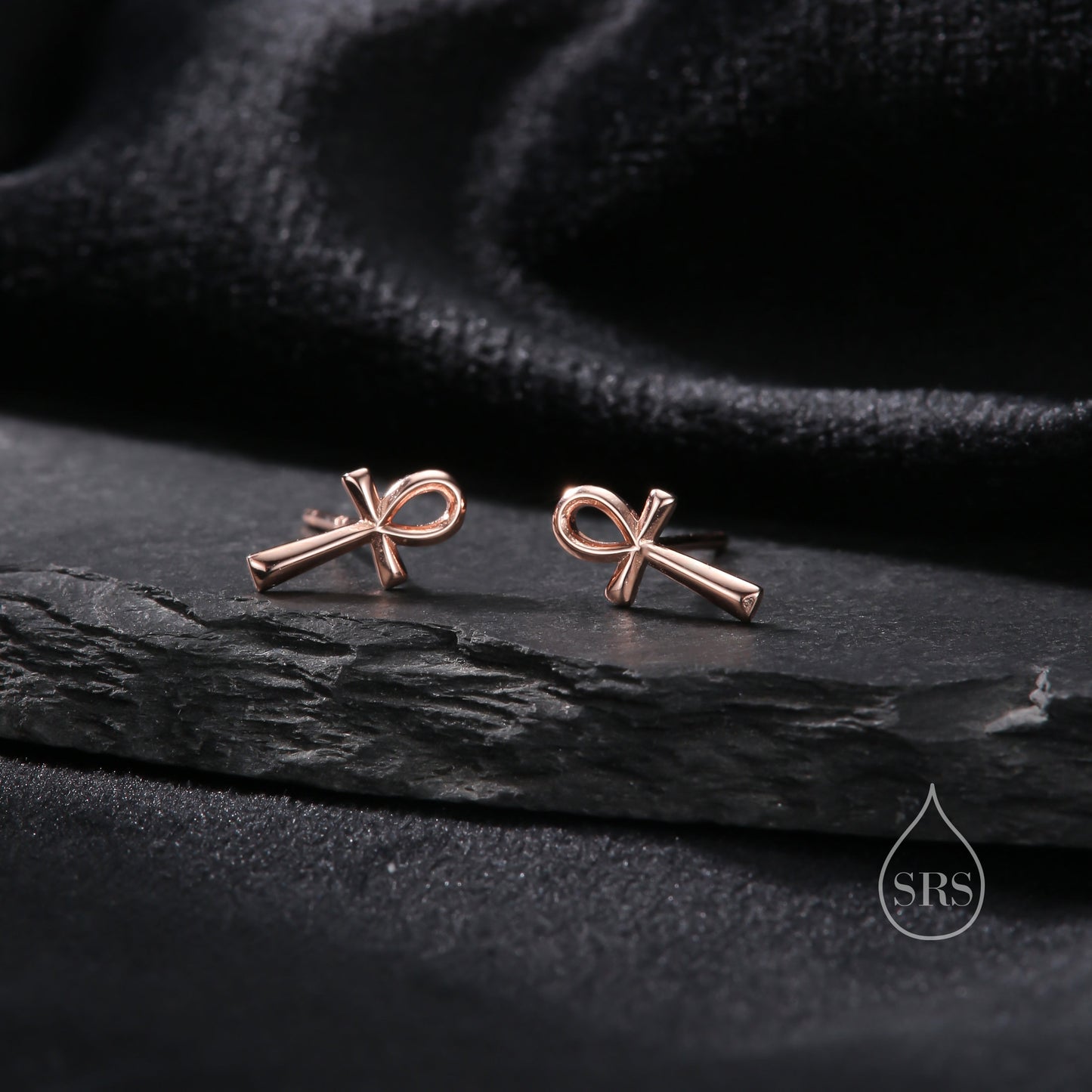 Ankh Stud Earrings in Sterling Silver, Silver, Gold or Rose Gold,  Egyptian Hieroglyphics Earrings, Ankh Earrings