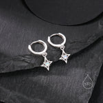 Tiny Opal Starburst Huggie Hoop Earrings in Sterling Silver, Silver, Gold or Rose Gold, North Star Earrings, Sunburst Earrings with Lab Opal