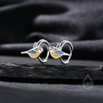 Super Cute Blue Tit Bird Huggie Hoop Earrings in Sterling Silver - Cute Bird Hoop Earrings, Blue Tit Earrings