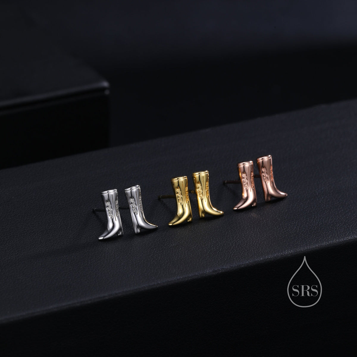Cowboy Boot Stud Earrings in Sterling Silver, Silver, Gold or Rose Gold, Cowboy Boot Earrings, Cowboy Earrings