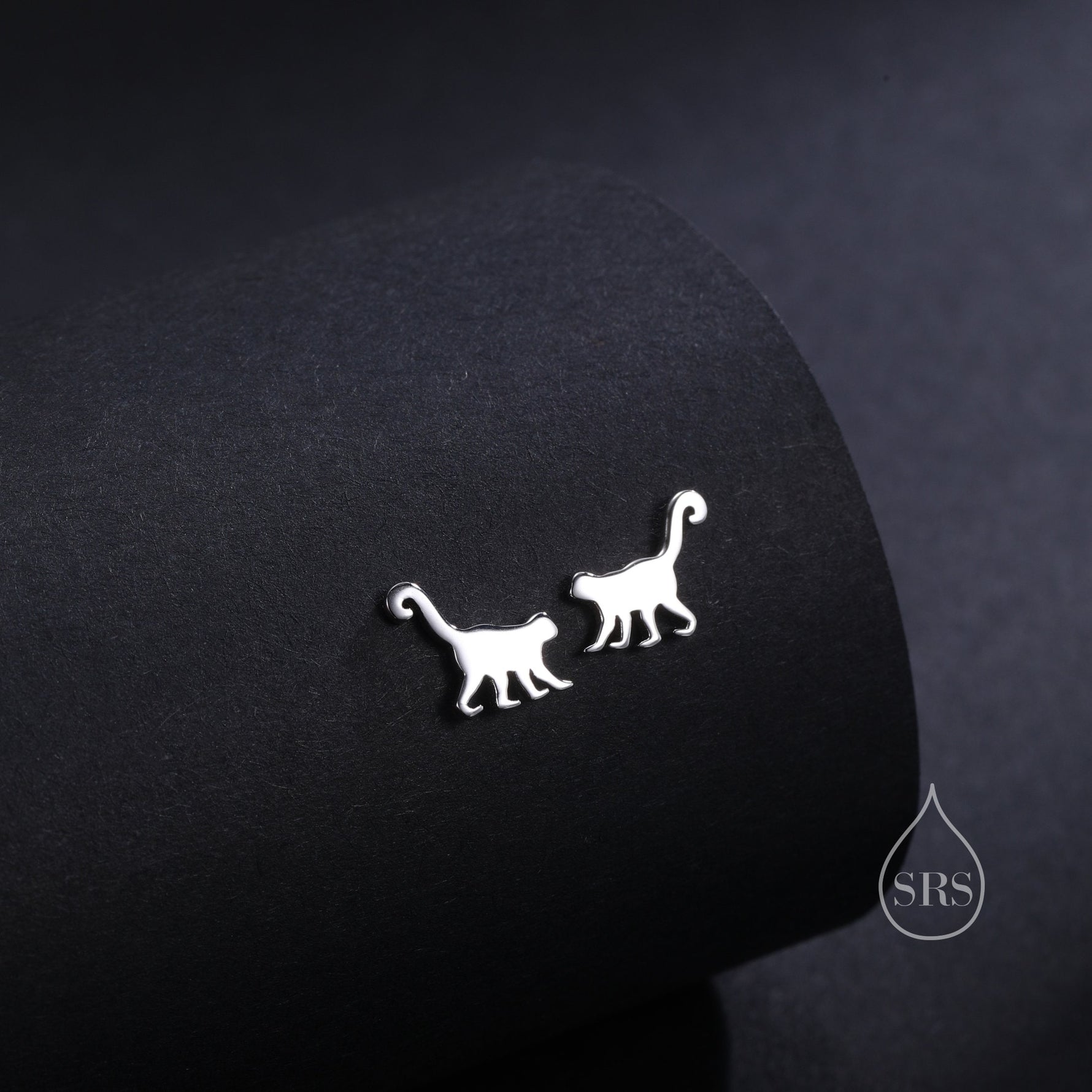 Monkey Stud Earrings in Sterling Silver, Silver or Gold, Nature Inspired Animal Design