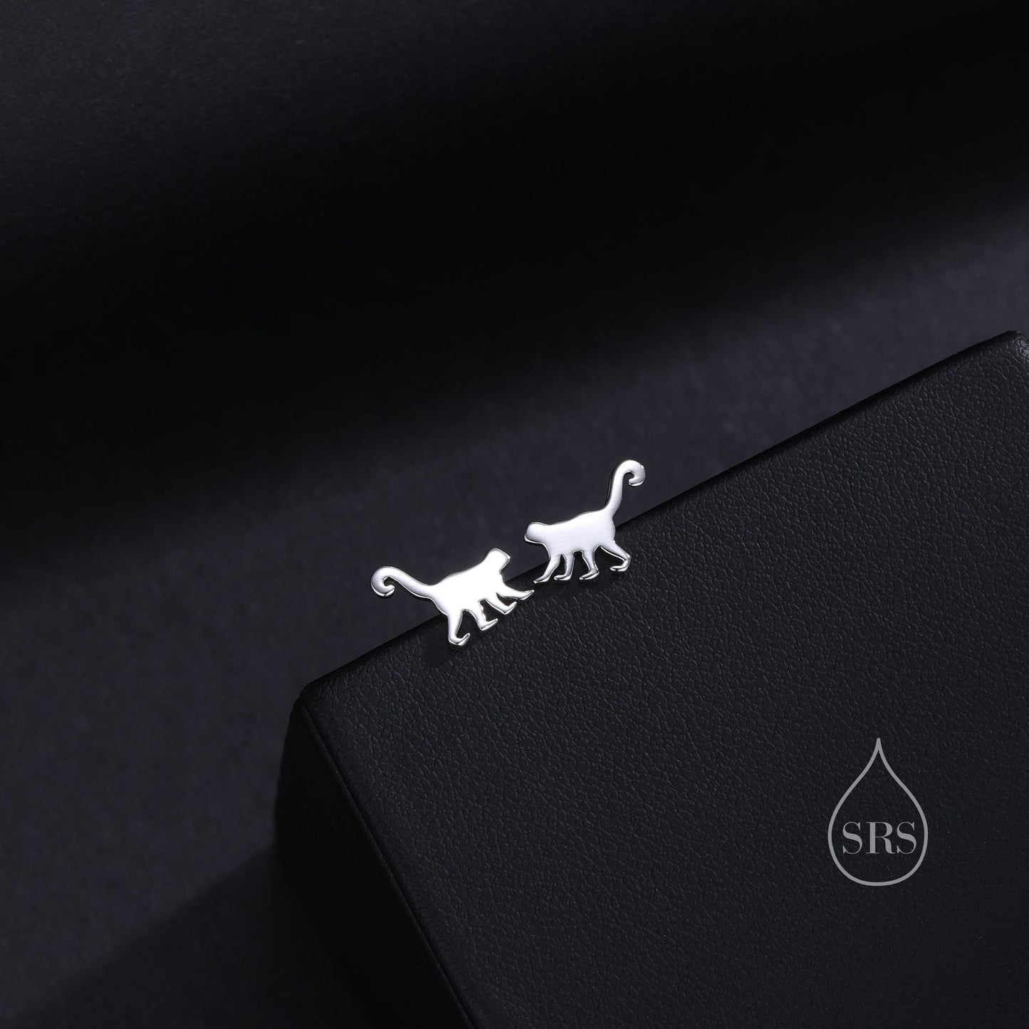 Monkey Stud Earrings in Sterling Silver, Silver or Gold, Nature Inspired Animal Design