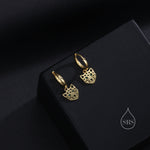 Leopard Face Huggie Hoop Earrings in Sterling Silver, Leopard Earrings, Leopard Dangle Hoops, Fish Hoops, Animal Earring
