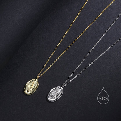 Lily of the Valley Flower Oval Pendant Necklace in Sterling Silver, Silver or Gold, May Birth Flower, Nature Inspired Flower Disk Necklace