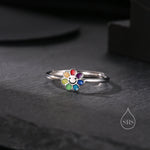 Cute Rainbow Smiling Flower Motif Ring