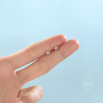 Tiny Opal Blue Forget-me-not CZ Stud Earrings in Sterling Silver, Silver or Gold or Rose Gold, CZ Flower Stud Earrings